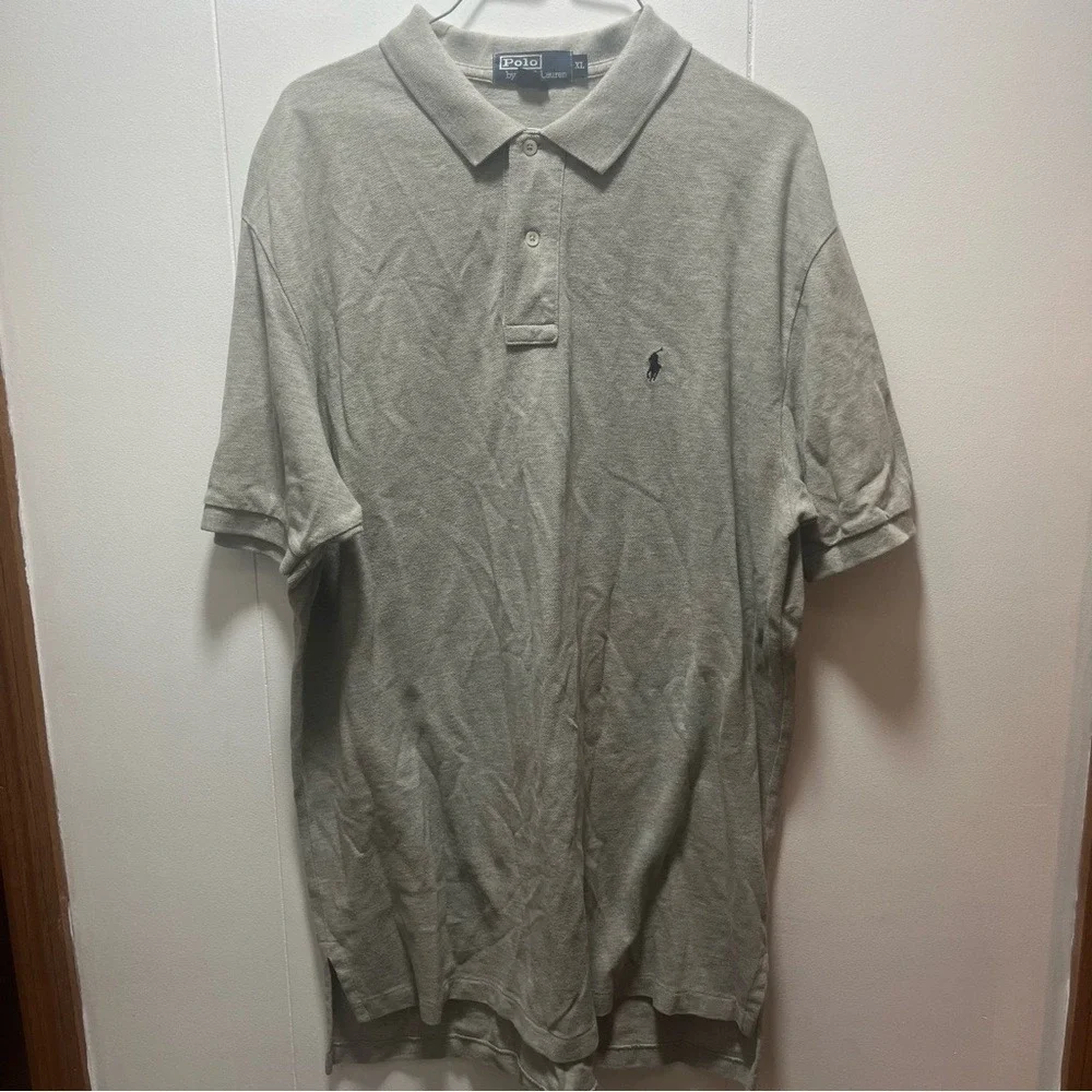 Polo Ralph Lauren Polo Shirt Short Sleeve Men's Size XL Solid Gray/Tan
